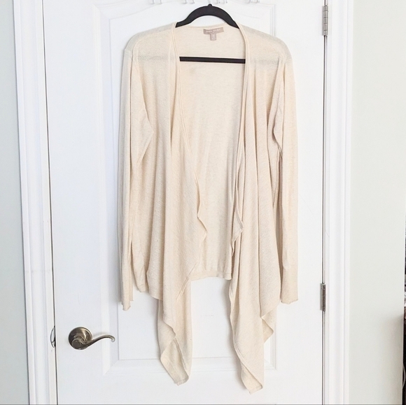 Banana republic wool cotton blend open front cardigan beige cream XL @k - Picture 2 of 8